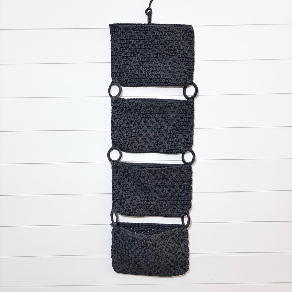 GREY LARGE HANDMADE Crochet VIAMAZ BATH OFFICE COLLEGE‎ 4 POCKET ORGANIZER